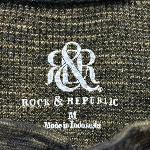 Rock & Republic Men’s Thermal Henley Long Sleeve Tee — Size M - Picture 4 of 5